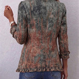 Danielle | Veste à volants imprimé vintage Doudoune