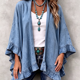 Corinne | Cardigan en Jean à Volants Chic Boho