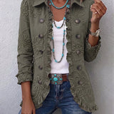 Josiane | Veste brodée florale à volants Doudoune