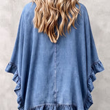 Corinne | Cardigan en Jean à Volants Chic Boho