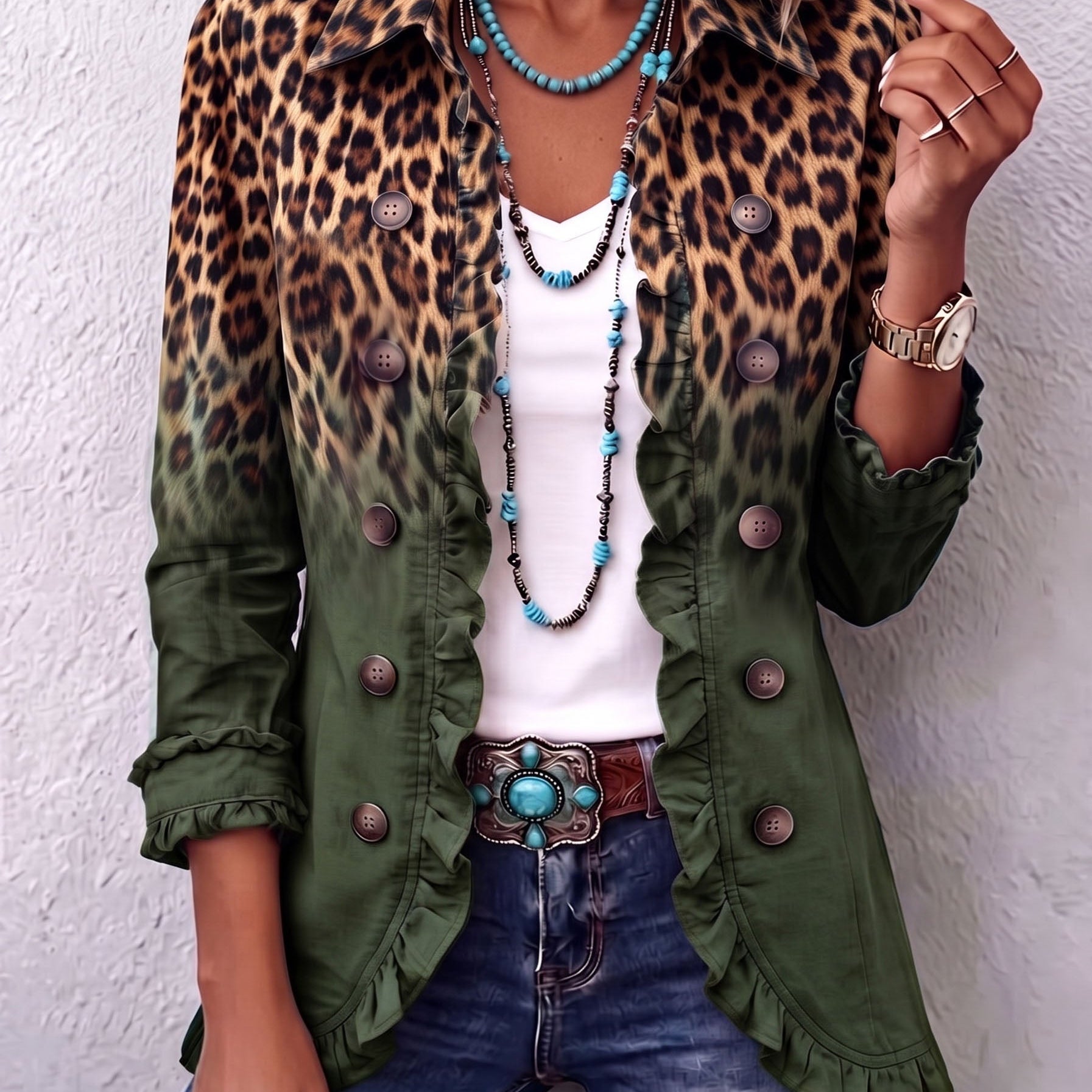 Myriam | Blazer Léopard Volants Doudoune