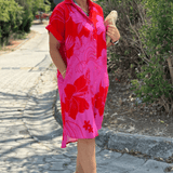 Elara™ | Robe chemise midi à fleurs saisissante