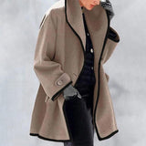Michelle | Manteau en laine à bord contrastant Doudoune