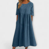 Geneviève | Robe midi fluide à poches