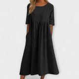 Geneviève | Robe midi fluide à poches