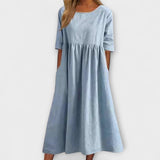 Geneviève | Robe midi fluide à poches